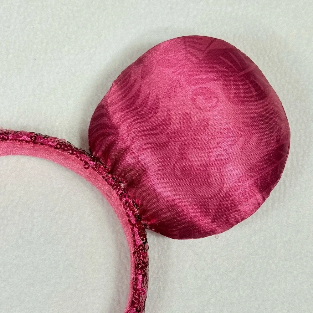 Disney Aulani Resort Pink Satin Tropical Minnie Mickey Ears Theme Park One Size